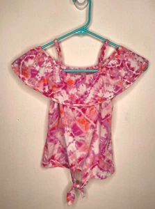 Children's Place Off Shoulder Top Girls Size Small 5/6 Sleeveless Pink Tie Dye - Picture 1 of 4