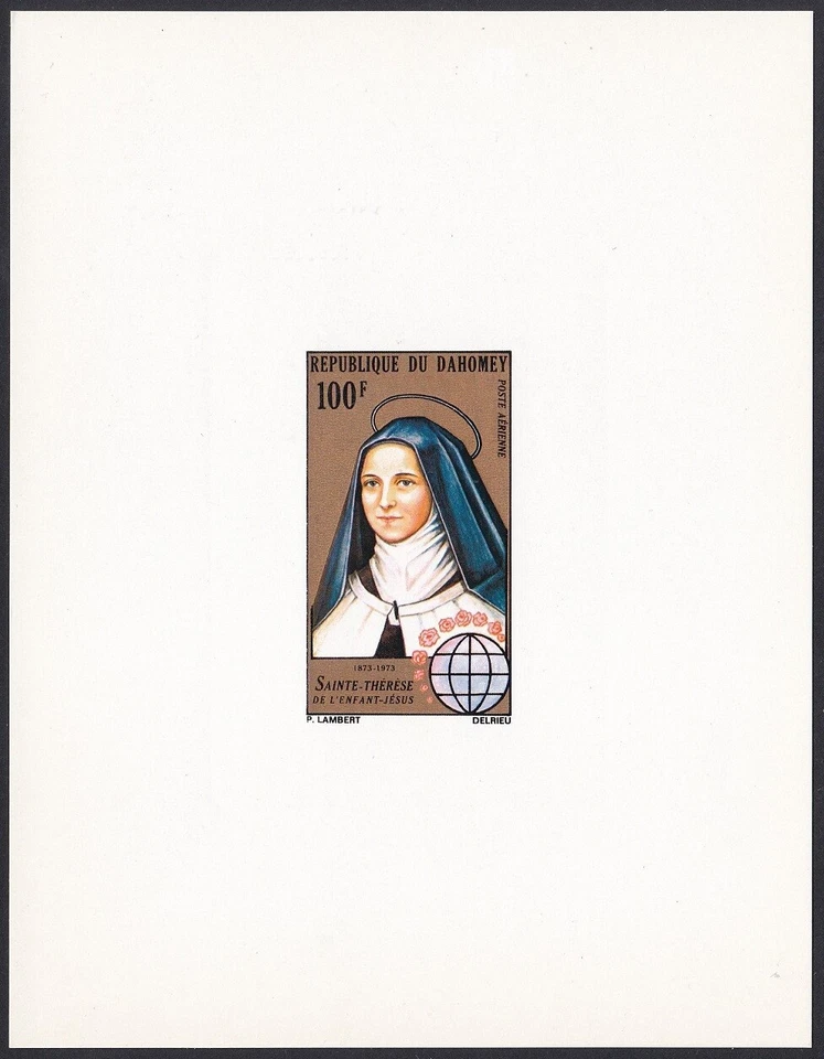 Dahomey ScC181 Santa Teresa de Lisieux (1873-97), rosa, globo terráqueo, prueba de lujo Foto 1 de 1