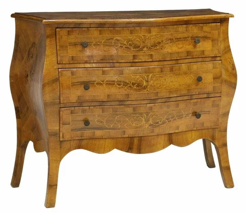 ANTIQUE ITALIAN LOUIS XV STYLE INLAY MARQUETRY BOMBE COMMODE CHEST DRESSER Cover