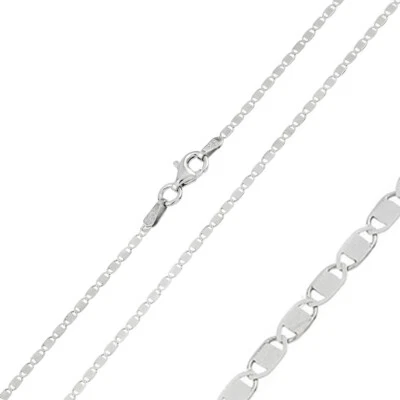 Argento Sterling Rodio Finitura 1.6mm Ovale Piatto Collana a Catenina, IN Italia - Immagine 1 di 2