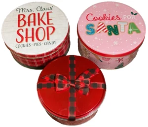 Christmas designed empty Treat Tins- Lot of 3 w/Lids storage 4 Holiday Goodies🍪 - Picture 1 of 8