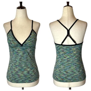 Athleta Tankini Top Women Small Green Multicolor Space Dye Racerback Swimwear - Picture 1 of 13