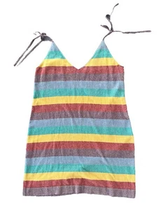 ModCloth Metallic Rainbow Tank Mini Dress Striped Size Large - Picture 1 of 6