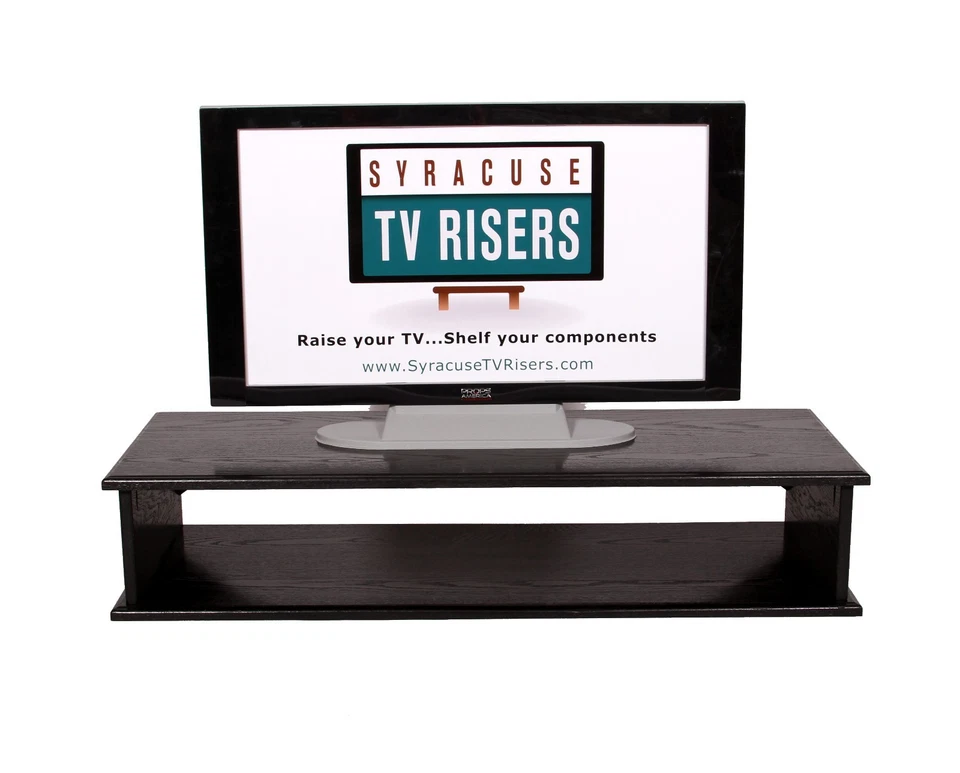 Black XX-Large Double Top TV Riser 44"widex16 deep x8 3/4" high-syracusetvrisers - Image 1 of 4