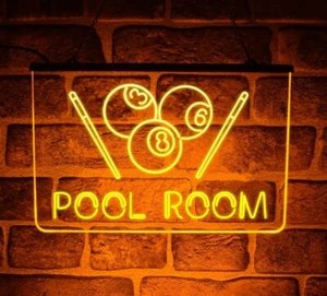 Pool Room LED Neon Light Sign | Hanging Décor For Snooker Game Club or Man Cave - Picture 1 of 14