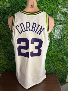 1993-94 Utah Jazz Basketball #23 Tyrone Corbin Game Jersey Champion Size 46+2 - Picture 1 of 5