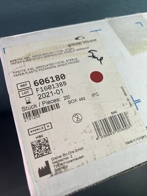 Box of 200 New Greiner Bio-One 606180 5ml Pipette Sterile - Image 1 of 4