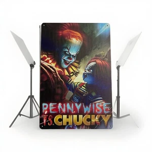 Pennywise Chucky IT Clown Childs Play Collectible Horror Movie Metal Wall Sign - Picture 1 of 6