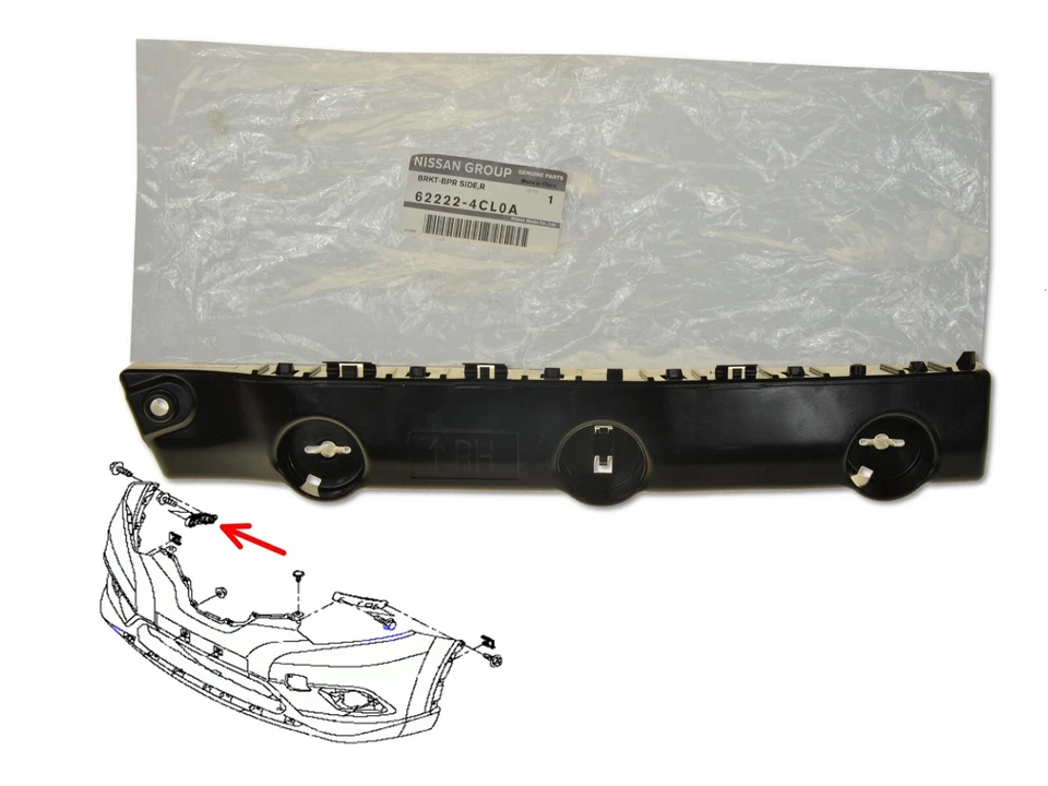 Retainer Front Bumper RH 62222-4CL0A OE for Nissan X-Trail - Image 1 of 1