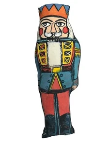 Vintage Hand Painted Plush Pillow - Christmas Theme - Toy Soldier - 12” - Picture 1 of 5