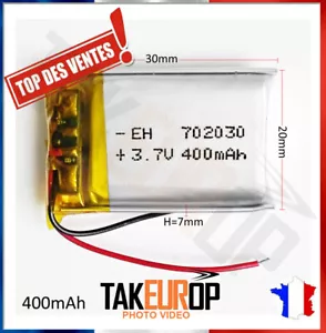 3,7 V 400mAh lipo batterie rechargeable casque MP3 montre intelligente 702030 - Imagen 1 de 2