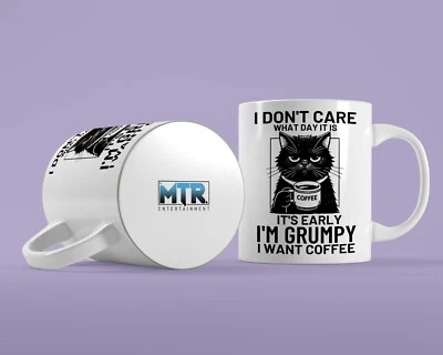 I Want Coffee - Grumpy Cat Novelty 11oz White Ceramic Mug - Funny Gift - Image 1 of 4