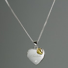 Personalised Sterling Silver Heart Locket Necklace with Diamond and 9ct Gold Cha