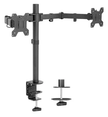 Dual Monitor Desk Mount Double Arm Stand Fit Two 13 to 27 Inch Screen - Image 1 of 3