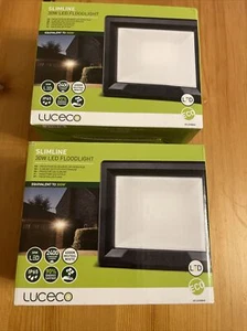 2x Luceco Eco Slimline LED Exterior Floodlight 30Watt IP65 4000K Non-PIR Black - Picture 1 of 9