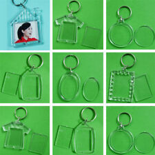 2/5x Transparent Shaped Blank Plastic Insert Photo Frame Key Ring Keychain Gift