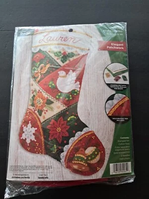 Bucilla "Elegant Patchwork" 18" Felt Christmas Stocking Kit, BRAND NEW!
