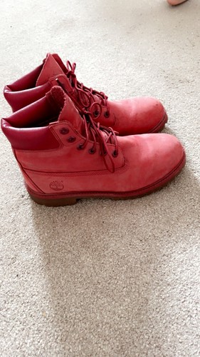 Stivali da donna stringati Timberland 6"" rossi premium in pelle nabuk taglia: UK 5 5