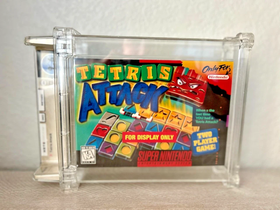 SNES Super Nintendo TETRIS ATTACK -- FDO FOR DISPLAY BOX ONLY -- WATA GRADED 9.6 - Image 1 of 4