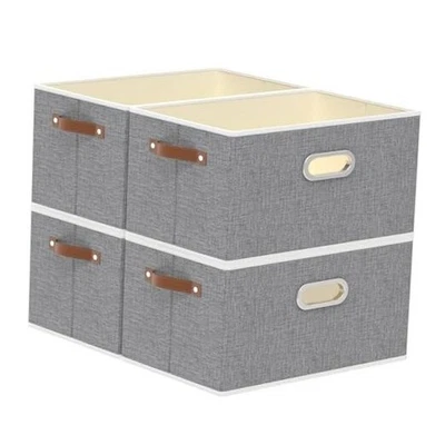  Foldable Storage Baskets for Shelves, Fabric 15.0x9.8x8.3inch(4-Pack) Grey - Image 1 of 4