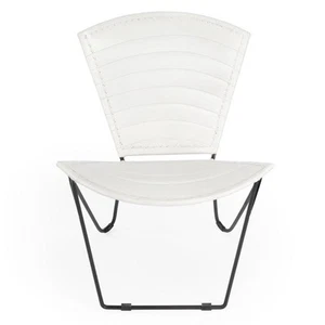 Beaumont Lane Iron & Leather Accent Chair in White - Picture 1 of 6