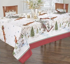 Elrene Home Fashions Santa’s Snowy Schlittenfahrt Tischdecke, 60"x84" länglich, Multi - Bild 1 von 3