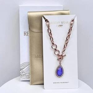 Bomb Party Resort Wear Necklace NK41584 OCEANIC LOVE Lavender Fluorite Rose Gold - Picture 1 of 6