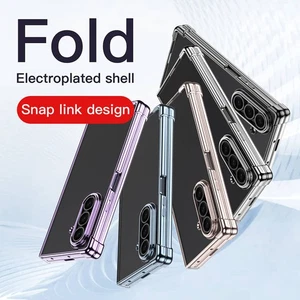 Luxury Case For Samsung Galaxy Z Fold 6 7 Fold5 Plating Clear Hard Phone Cover - Picture 1 of 15