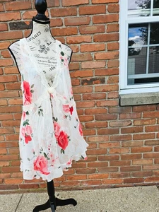 🌹 Y2K Secret Treasures Rose Print Lace Lingerie Slip Dress | Chemise L-XL Fit - Picture 1 of 18