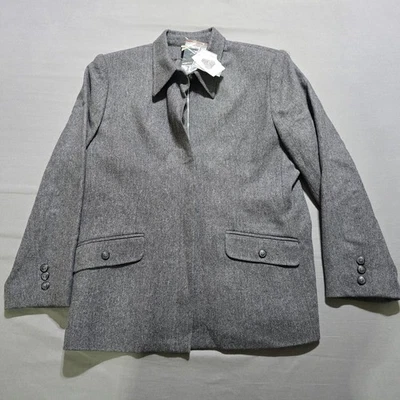 Chaqueta Blazer Mujer Ciervo Blanco Montar Lana Gris Cremallera Oculta 14 Gris Cremallera Foto 1 de 4