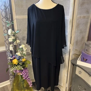 Msk Women's Black Embellished Trim Sheer Overlay Jersey Dress Size 2XL - Picture 1 of 10