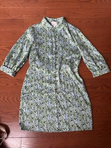 $395 Vestido Camisa Cinq à Sept Azul Verde Anais Cuello Vid Talla 6 Gaby 3/4 Slv - Imagen 1 de 8