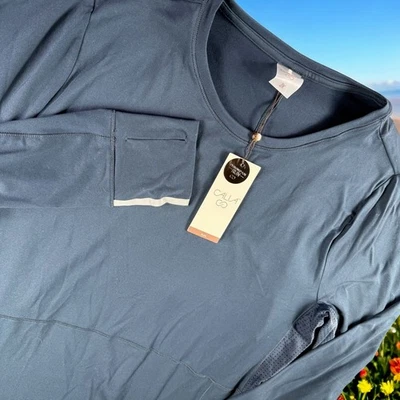 New Calia Top Women 2X Bodybreeze Wicking Thumbholes Slate Blue Hike Run Lounge - Image 1 of 4