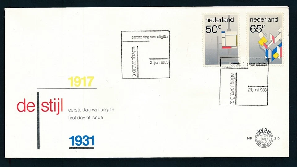 D466494 Netherlands FDC De Stijl Art NVPH 210 - Image 1 of 1