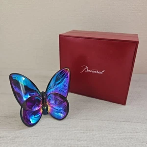 Baccarat Glück Schmetterling Figur Kristall Farbe Skarabäus blau mit Box gebraucht - Bild 1 von 5
