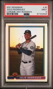 2021 Bowman Chrome 1991 Bowman #JR Julio Rodriguez RC PSA 9 MINT - Picture 1 of 3