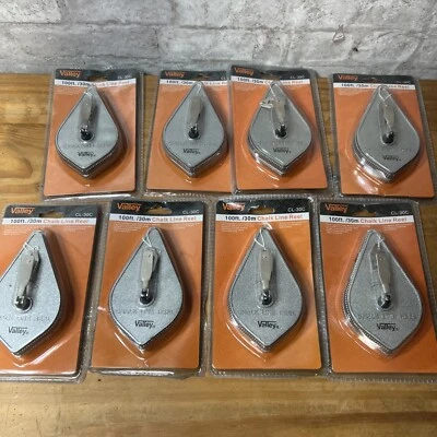 Gran Lote de 8 Carretes de Línea de Tiza 100 ft 30 m Marcador de Línea Recta Autobloqueante Valle Foto 1 de 3