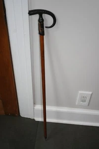 Antique Swiss Alpine Staubach Ibex Horn Walking Stick Cane - Picture 1 of 9