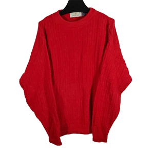 VTG 90s Bill Blass Menswear Interlaced Knit Sweater Sz M Red Hand-Framed USA - Picture 1 of 4