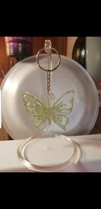 Schlüsselanhänger limettengrün Glitzer leuchten im Dunkeln Schmetterling - Bild 1 von 2
