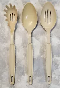 Ekco Nylon Plastica Beige Slot Servizio Spaghetti Cucchiaio Slot Lotto di 3 - Foto 1 di 15