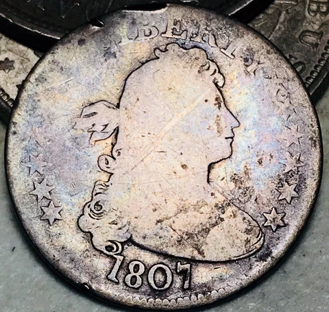1807 Draped Bust Quarter 25C Ungraded Circulated 90% Silver US Coin CC15040 Cover