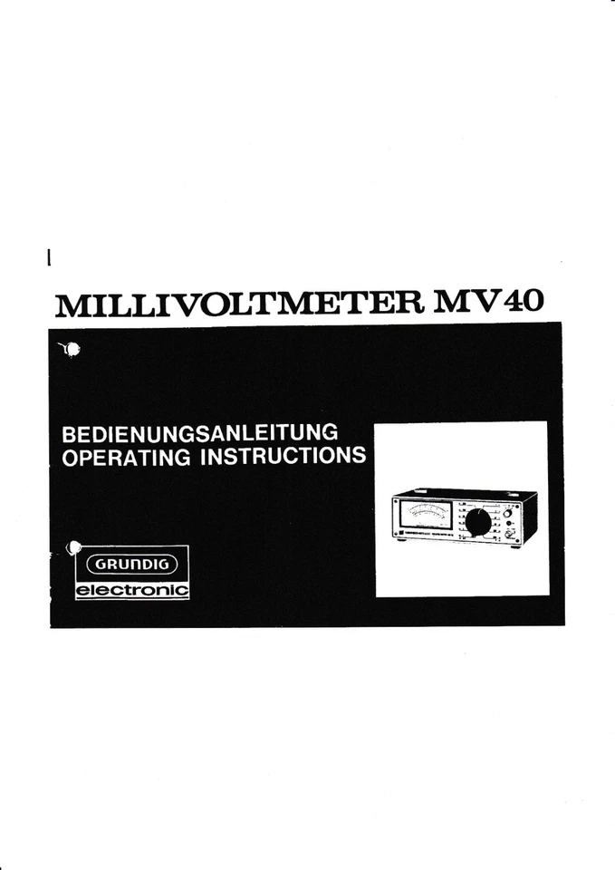 Instrucciones de funcionamiento para Grundig MV 40 Foto 1 de 1