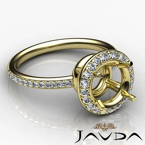 Klassischer Halo runder halbmontierter Diamant Verlobungsring 18 Karat Gelbgold 0,53 kt - Bild 1 von 6
