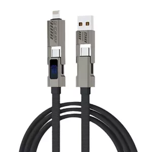 4 in 1 Fast Charger Braided Cable for Phone Type C Multi USB Lead LED Display - Picture 1 of 7