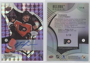 2021-22 Allure Rookies Purple Diamond /10 Tanner Laczynski #114 Rookie Auto RC