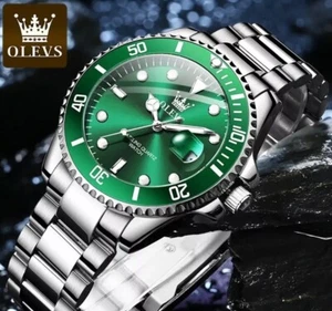 OLEVS Men's New Mechanical Automatic Watch Luxury Luminous Stainless Steel Green - Picture 1 of 9