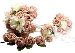 Shimmer-hj Gerbera and rose Wedding Bouquet Bundle with poise and buttonholes. - Picture 1 of 5