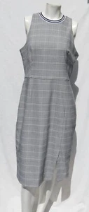 BANANA REPUBLIC US sz M 10 Glen Plaid Stretch Sleeveless Sheath Dress Racer Rib - Picture 1 of 6