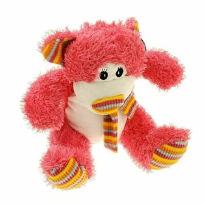 Nanco Grande Lupo Loggia Rosa Bianco Peluche Orso Sciarpa Righe Peluche Giocattolo - Foto 1 di 7